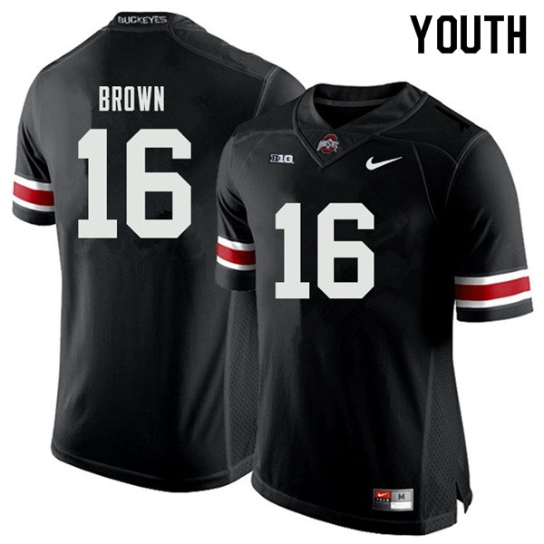 Ohio State Buckeyes Cameron Brown Youth #16 Black Authentic Stitched College Football Jersey